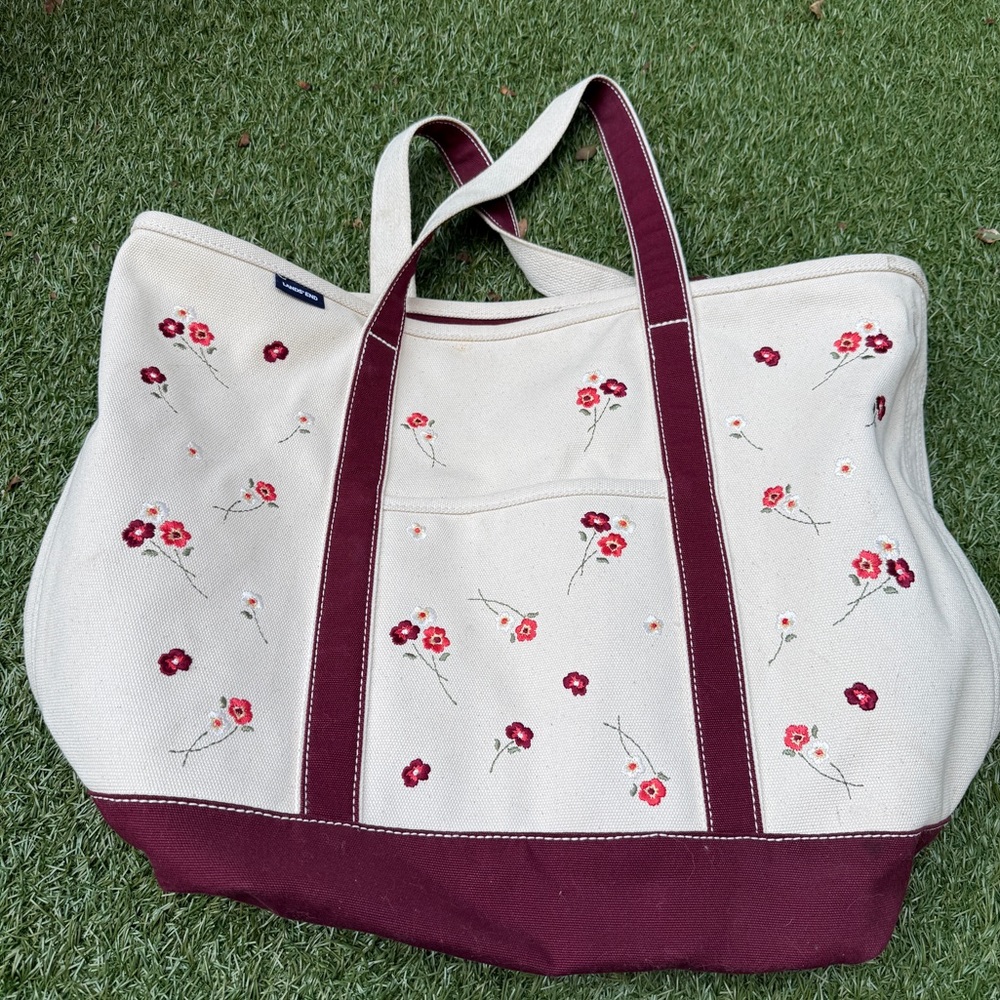 Lands End XL 5 Pocket Zip Top Tote